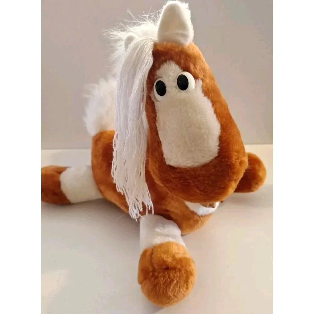 Lynn Weisberg 1985 Brown White Plush Horse Pony Bow Enesco - Picture 11 of 16
